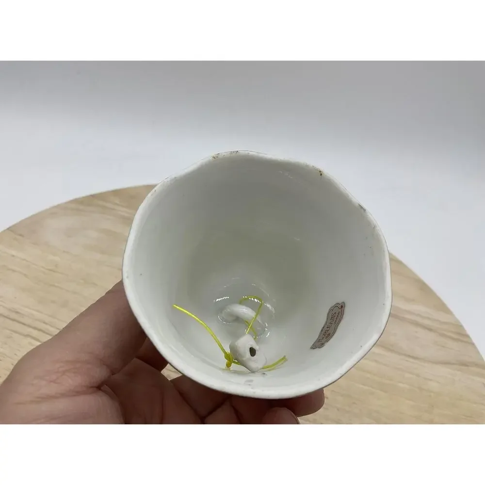 Vintage Norleans White‎ Porcelain Floral Hand Bell Small Japan Collectible